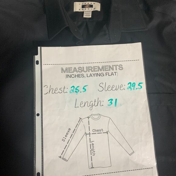 Joseph Abboud Black Egyptian Cotton Button Up Shirt 17.5 40 Long Sleeve Mens - Picture 8 of 8